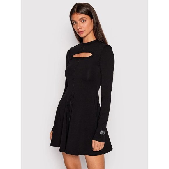 Versace Jeans Couture Black Cutout Front Mini Dress Size 8 - Picture 1 of 11